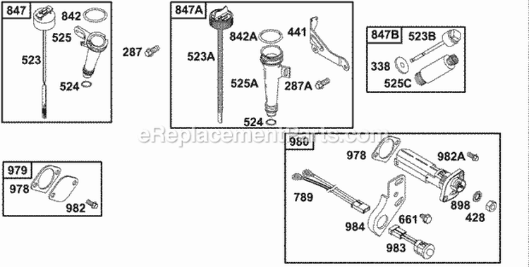 Oil Group Diagram and Parts List for 135202-0253-01  Briggs and Stratton Engine